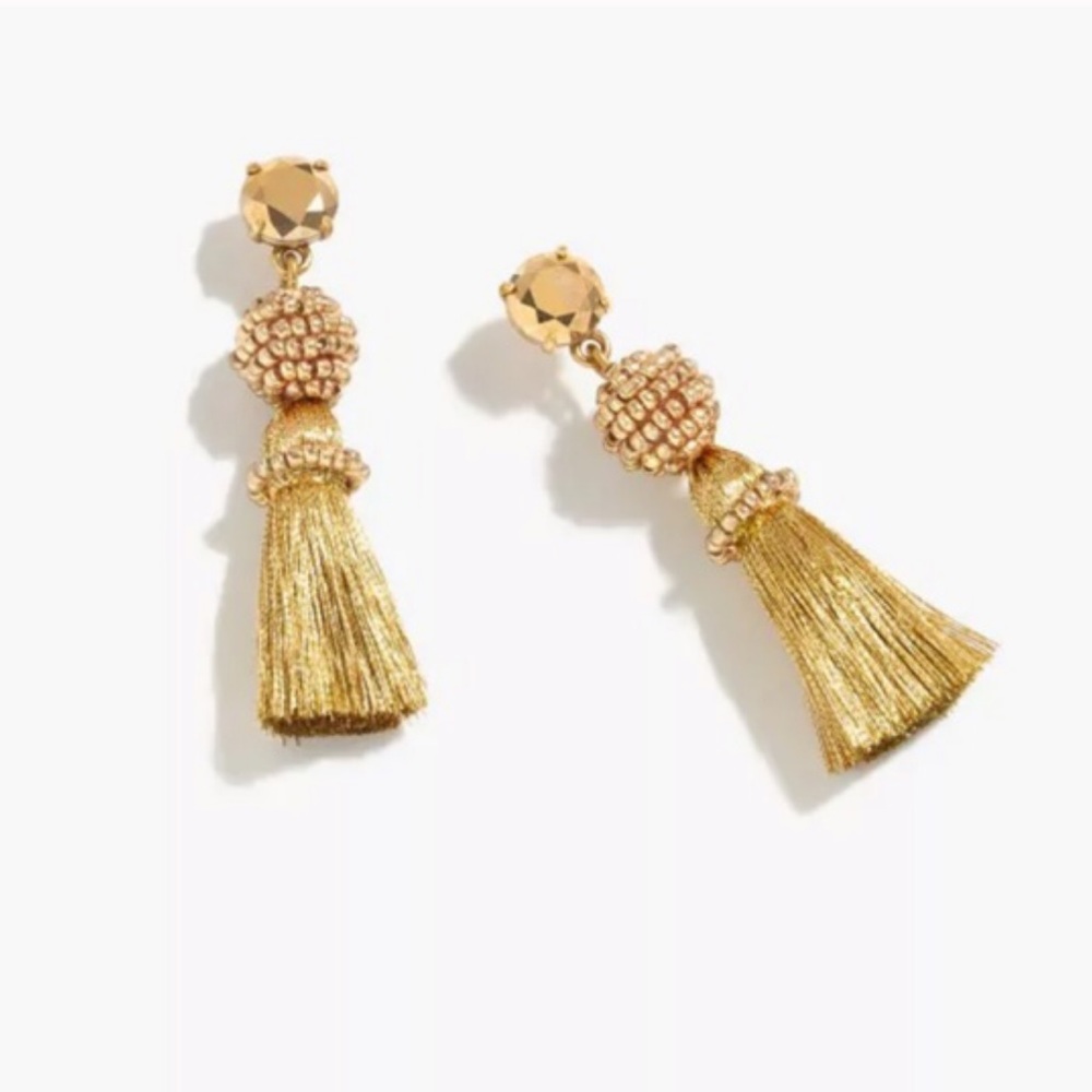 NWT JCrew Tassel Ball Earrings